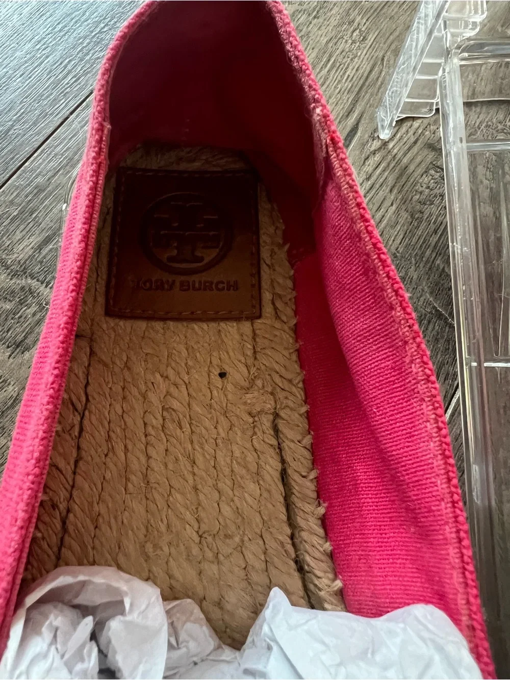 Tory Burch Hot Pink Canvas Espadrille Flat with Jute Insole
